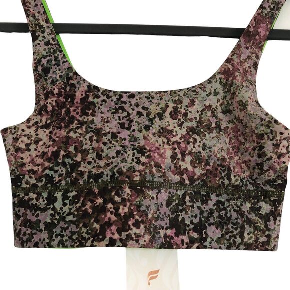 Fabletics Reversible Sports Bra XXS 0-2 Harlyn Earthen Brown Lime Green Citrus - Picture 4 of 16